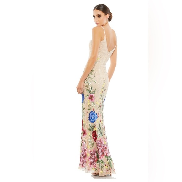 NWT Mac Duggal Floral Embellished Spaghetti Strap 12 Gown - Picture 3 of 10